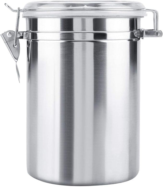 Joyzan Stainless Steel Coffee Canister, Airtight Ground Coffee Bean Storage Container Keep Fresh Organizer Jars Clear Clamp Lid Large Capacity for Kitchen Organization Pantry Tea Flour Sugar 1800ML