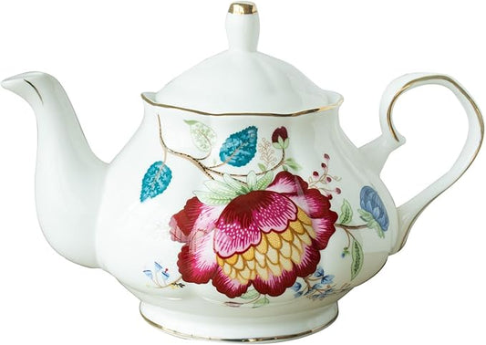 Jomop Teapot Handmade Ceramic Tea pot (Blue and Red)