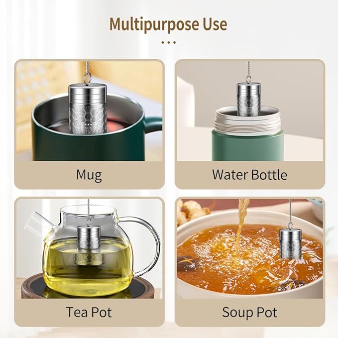 Mini Tea Infuser, Extra Fine Mesh Tea Infusers for Loose Tea, 316 Stainless Steel Tea Strainer, Tea Steeper for Brew Tea, Spices & Seasonings (1 Pack - Extra Small)