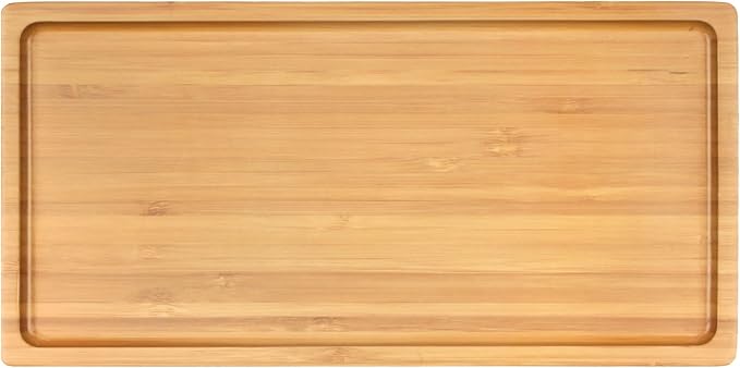 BambooMN Organic Bamboo Serving Tray, Vanity, Tea, Appetizers, Snacks, Charcuterie Board - Rounded Edges, 11"x5.5"x0.6" - 3 Trays