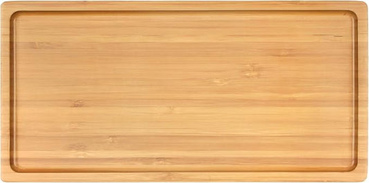 BambooMN Organic Bamboo Serving Tray, Vanity, Tea, Appetizers, Snacks, Charcuterie Board - Rounded Edges, 11"x5.5"x0.6" - 10 Trays