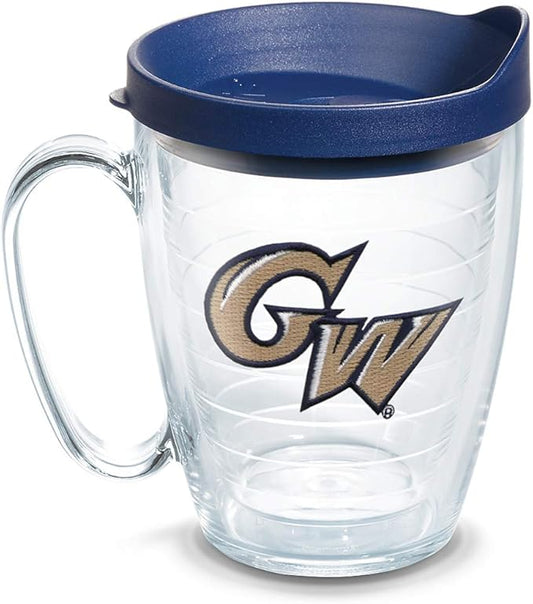 Tervis George Washington Colonials Logo Tumbler with Emblem and Navy Lid 16oz Mug, Clear