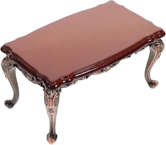 LUOZZY 1:12 Scale Miniature Dollhouse Coffee Table Realistic Red Antiqu Furniture for Playhouse Living Room Decorations