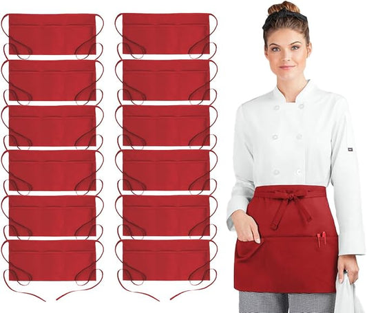 Avalon Kitchen Server Aprons with 3 Pockets, 100% Polyester Waist Apron with Pockets, 24x12 Inche Waitress Apron with Pockets by Avalon+Kitchen