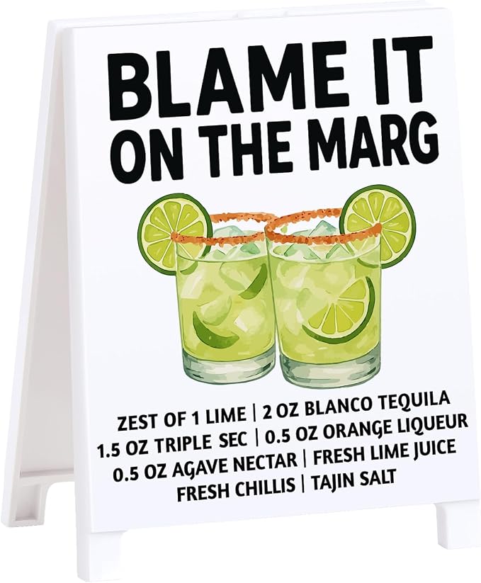 Blame It On The Margs Bar Decor Sign Funny Coffee Bar Accessories Plaque for Home Pub Lounge Man Cave Party Decoration for New Couples Drink Lovers & Bartenders Christmas Gifts by Funnysignsandcozydecorgiftsforyourspacethatspeakyourmind