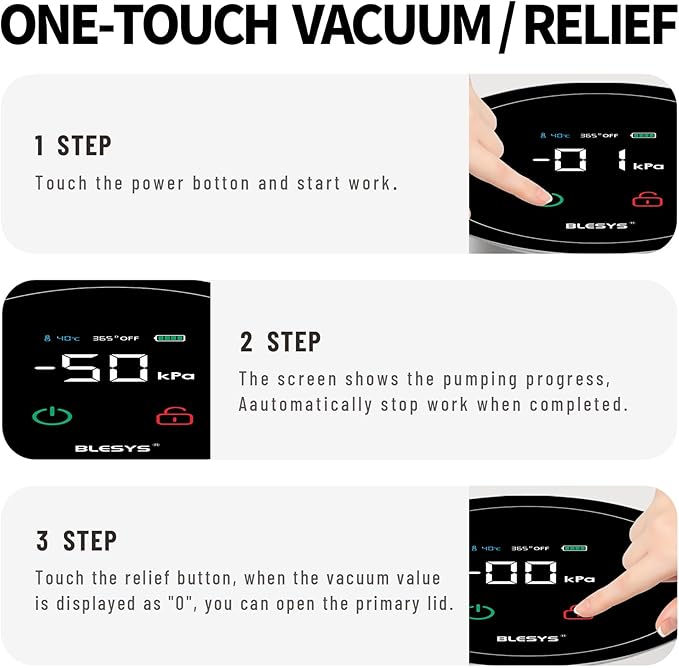 Smart Vacuum Coffee Canister, Automatic Stainless Steel Food Storage Container, LCD Monitoring, One-touch Freshness, Date Tracker, Extra-long Standby Time, Holds 20 oz Coffee Beans (Black, 1.8L)