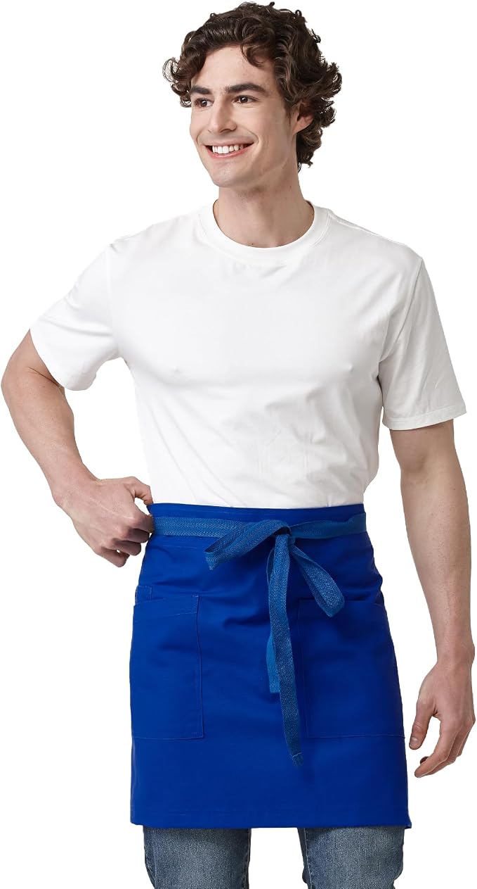 Waist Apron for Men Server Bistro Half 4251BY | Adjustable Half Bistro Apron for Waiters Bartenders, Polyester Cotton Canvas, Durable & Comfortable by Guolamy