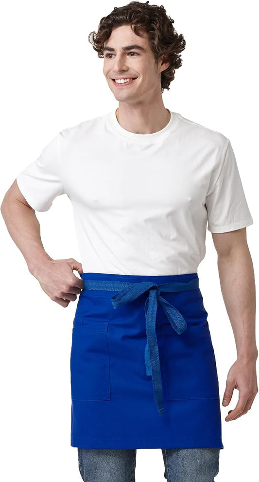 Waist Apron for Men Server Bistro Half 4251BY | Adjustable Half Bistro Apron for Waiters Bartenders, Polyester Cotton Canvas, Durable & Comfortable by Guolamy