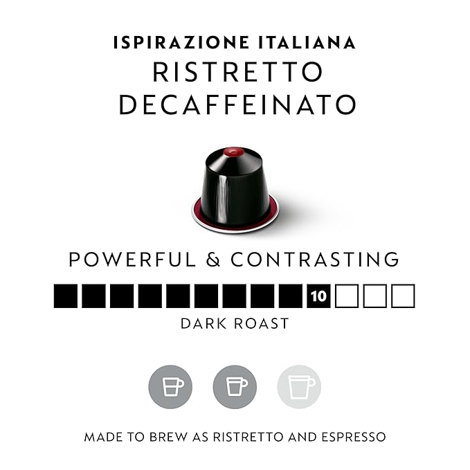 Nespresso Capsules Original Line,Ristretto Decaffeinato,Dark Roast Coffee,Coffee Pods,50 Count (Pack of 2)