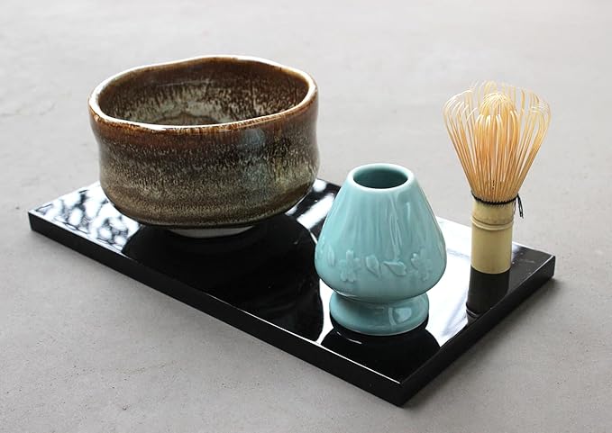 Japanese Tea Matcha Bamboo Whisk Holder Stand Chasen Naoshi Tea Accessory Porcelain Fuji Design (Snow)