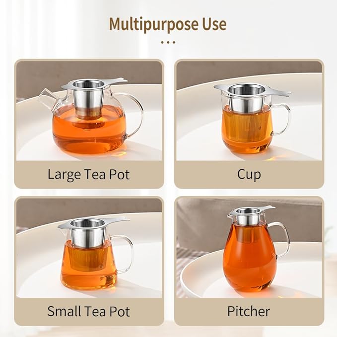 2PCS Tea Infuser for Loose Leaf Tea, BOMANSI BOMS Loose Leaf Tea Steeper Strainer with Double Handles, Extra Fine Mesh Ball Infusers, Diffuser Holder Filter for Mugs, Tea Strainers for Loose Tea