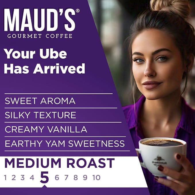 Maud's Vanilla Ube Flavored Coffee Pods, 18 ct, Medium Roast Flavored Coffee in Single Serve Pods – 100% Arabica Beans, Compatible with Keurig K Cups Maker - Image 3