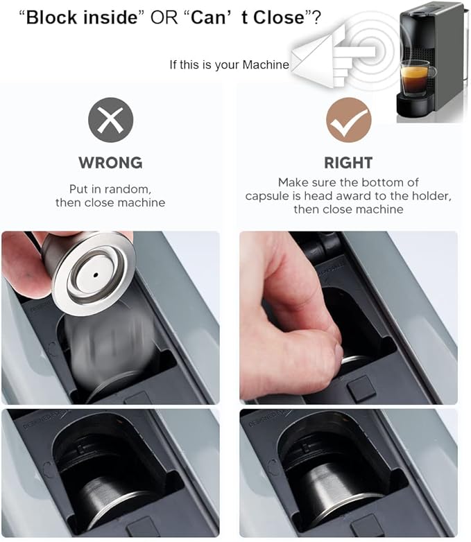 Stainless Steel Refillable Coffee Espr*sso Capsules, Reusable Coffee Pods Compatible with Nespresso Original Line Brewers 4Y Crema New Generation (3 Capsules + 1 Tamper)