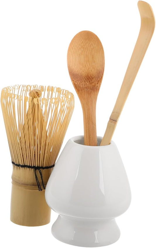 Matcha Tea Preparation Set Bamboo Whisk Scoop Brush Holder Japanese Matcha Tools Sturdy Elegant Design