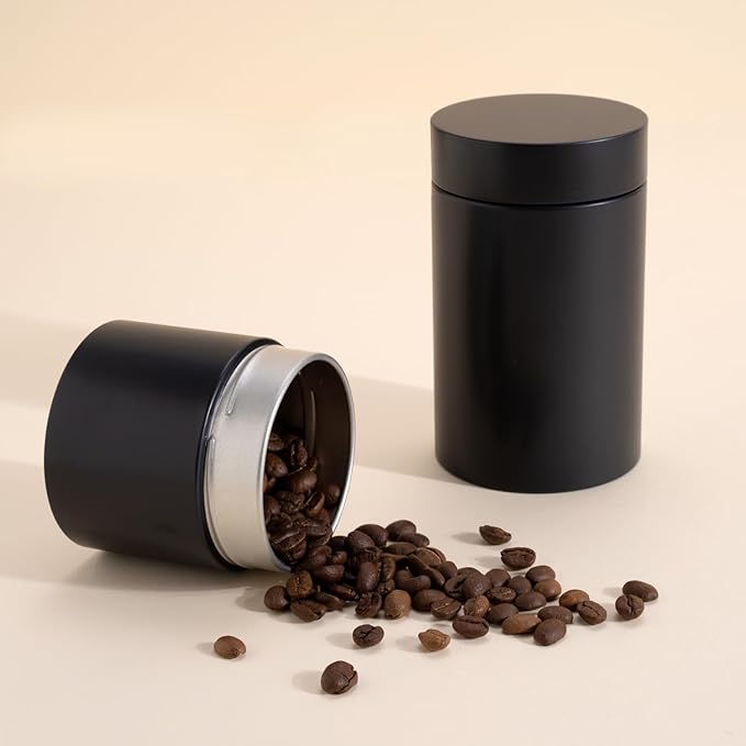 3 Packs Tea Tin Canister for Loose Tea Metal Tea Canister 9 oz 15 oz Round Tin Can for Coffee Beans Tea Container for Kitchen Storage Sugar Matcha Spice Powder (Black, S_2.95x2.95)