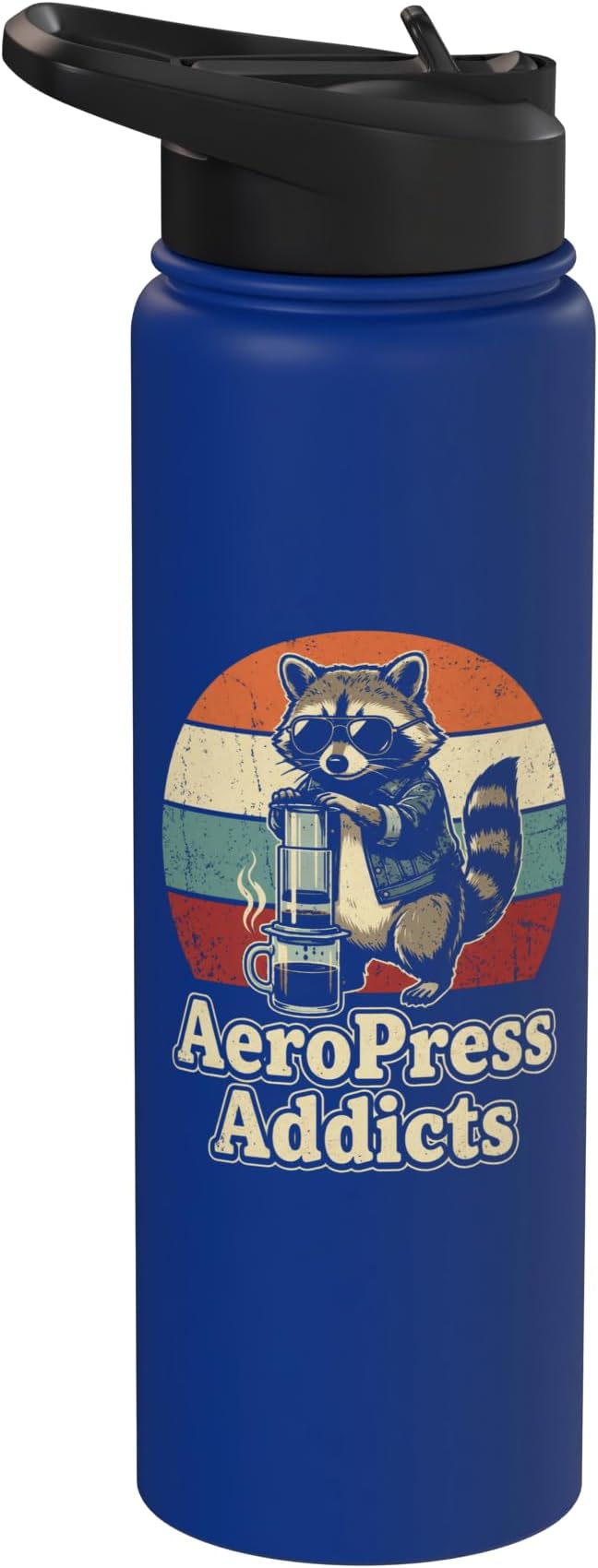 Retro Raccoon Coffee Lover Shirts AeroPress Addicts Stainless Steel Insulated Water Bottle