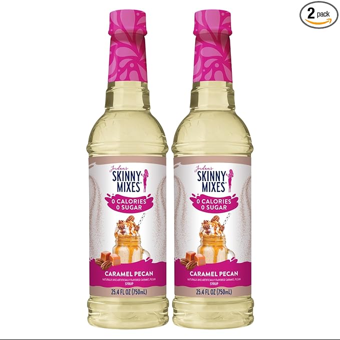 Jordan's Skinny Mixes Sugar Free Coffee Syrup, Caramel Pecan Coffee Flavoring Syrup, Zero Calorie Drink Mix, Lattes, Baking, Protein Shake or Cocktail, Dairy & Gluten Free, Kosher, 25.4 Fl Oz, 2 Pack