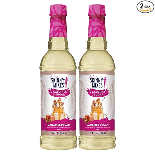 Jordan's Skinny Mixes Sugar Free Coffee Syrup, Caramel Pecan Coffee Flavoring Syrup, Zero Calorie Drink Mix, Lattes, Baking, Protein Shake or Cocktail, Dairy & Gluten Free, Kosher, 25.4 Fl Oz, 2 Pack