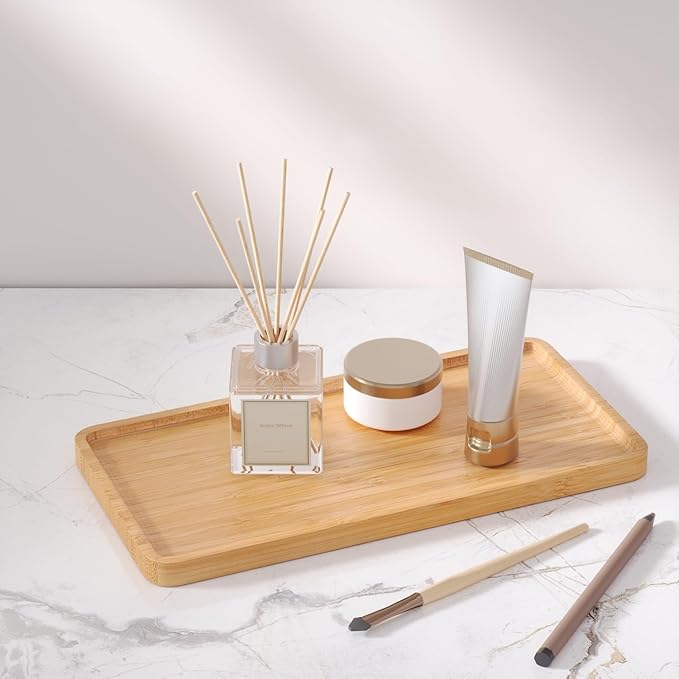 Bamboo Serving Tray,11.8x5.9 Inch Decorative Trays Platter for Coffee Table,Living Room,Bar,Party,Mini Charcuterie Boards Cheese Board,Home Decor（Natural）
