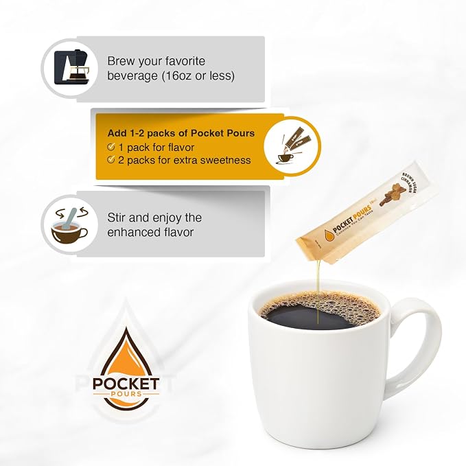 Pocket Pours Brown Sugar Cinnamon Coffee Syrup - 30 Single-Serve Packets, Dairy-Free Liquid Flavoring for Coffee, Lattes & Cold Brew, Made in USA - Image 4