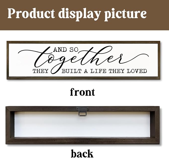 WKYAER Rustic Home Decor, Decorative Wooden Wall Plaque, Farmhouse Decoration Sign, Tabletop Decor, Inspirational Wood Signs for Home, Together They Built A Life They Loved Sign 17.8x4x1.2 inches - Image 3