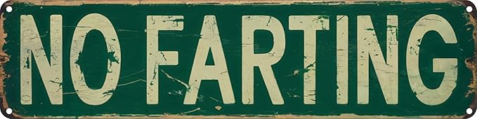 No Farting Metal Sign 4x16in Funny Bathroom Plaque for House Room Door Toilet Wall Home Decor Accessories