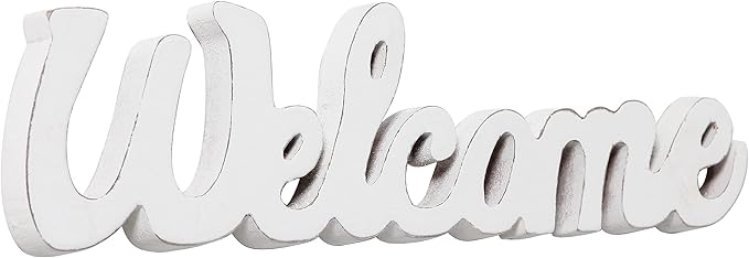 Rustic Wooden Outdoor Welcome Sign for Front Door 15", Wall Hanging White Letter Sign, Farmhouse Entryway Decor for Table, Christmas Signs for Home Decor Living Room Wedding Thanksgiving