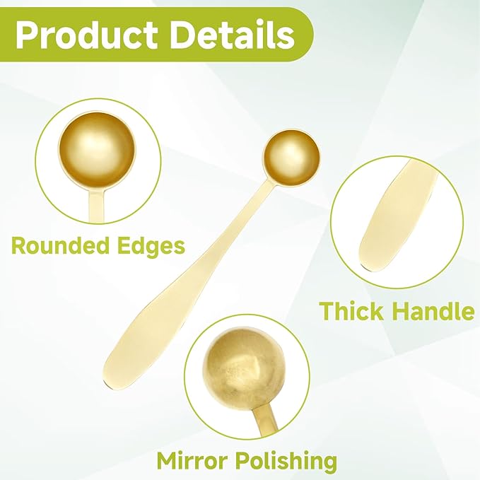 Golden Stainless Steel Matcha Measuring Spoon 1 Gram (1/2 Teaspoon) - Precise Scoop For Matcha Green Tea Powder, Coffee & Baking, Essential Matcha Accessories For Kitchen Use