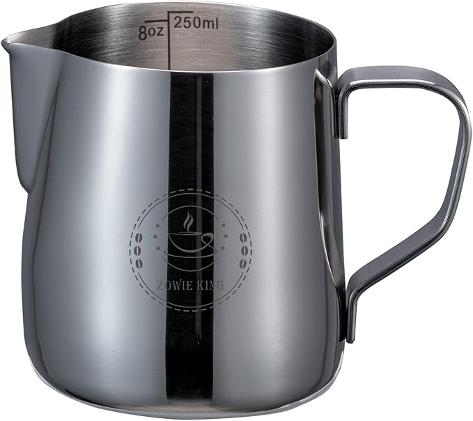 8Oz Mini Milk Frothing Pitcher – 250ml Single Serving Stainless Steel Espresso Steaming Pitchers, Precision Pouring for Perfect Latte Art, Frother cup, Coffee Cappuccino Jug