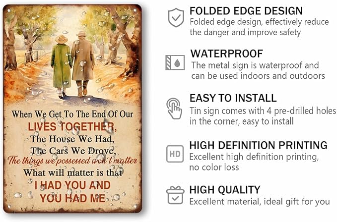 When We Get to the End of Our Lives Together Vintage Metal Tin Sign Old Couple Gift Valentine's Day Sign You And Me Couples Wedding Anniversary Sign Home Decor Wall Art Tin Signs 8x12 Inches - Image 2