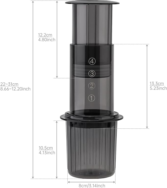 Portable Coffee Maker for Camping & Travel, Aeropress Coffee Maker, Manual Espresso Machine Coffee Press – 3 In 1 Brew Method Combines French Press, Espresso, Full Bodied Coffee Without Grit