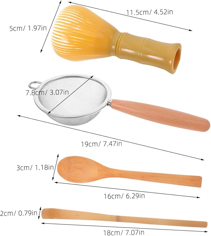 1Set Matcha Tool with Whisk Measuring Spoon and Fine Mesh Strainer for Home and Tea Shop Use Portable Safe and Practical Accessories for Smooth Matcha and Milk Tea