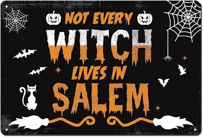 bivrten Halloween Garden Sign Not All Witches Live in Salem - Halloween Theme Holiday Farmhouse Patio Yard Outdoor Party Decor Witch Garden Decor Kitchen Witch Decor Halloween Party Decor 12x8 Inch by bivrten