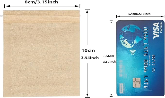 Eketirry 200pcs Disposable Tea Bags for Loose Tea, Empty Tea Bag with Wood Pulp Material, Unbleached Tea Filter Bag with Drawstring (Initial, 3.15 x3.94 inch)