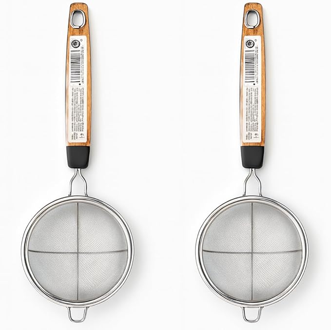 JapanBargain 2459, Fine Mesh Tea Strainer with Handle Stainless Steel Small Sifter For Drinks, Cocktails, Coffee and Matcha, 2-Pack