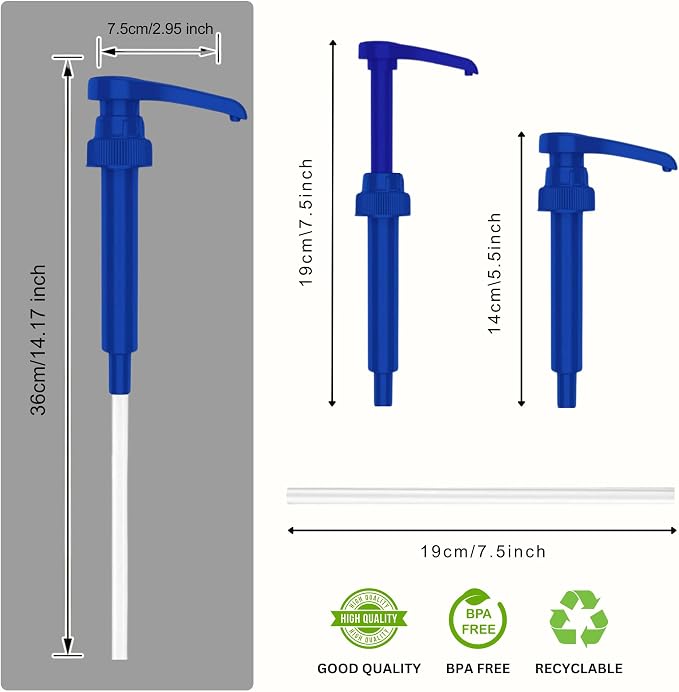 Syrup Pump Compatible with Torani, Davinci and Skinny (Set of 2) - fits Bottles (25.4 oz-750ml) (Blue) - Image 2