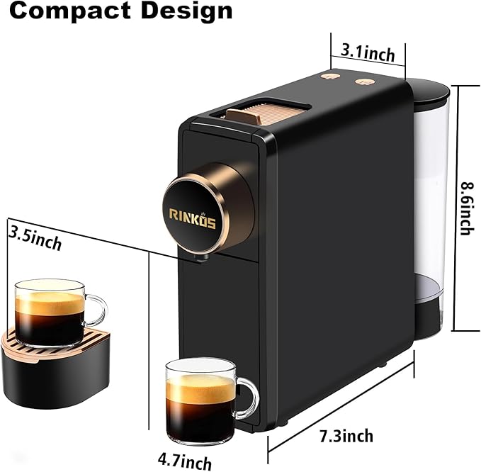 Espresso Machine for Nespresso Compatible Capsule, Single Serve Coffee Maker Programmable for Espresso Pods, Premium Italian 20 Bar High Pressure Pump ，Mini Coffee and Espresso Machine Black