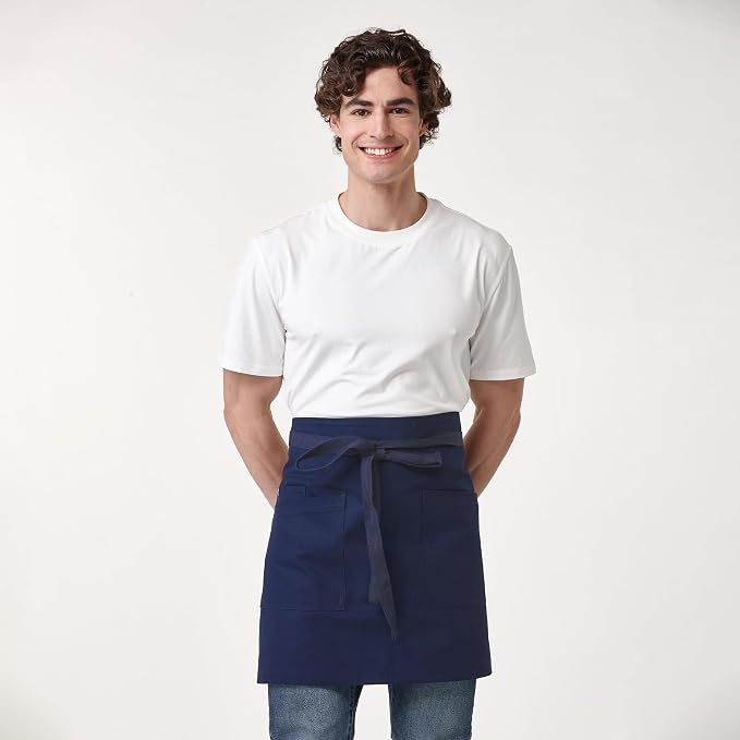 Waist Apron for Men Server Bistro Half 4251BY | Adjustable Half Bistro Apron for Waiters Bartenders, Polyester Cotton Canvas, Durable & Comfortable - Image 5