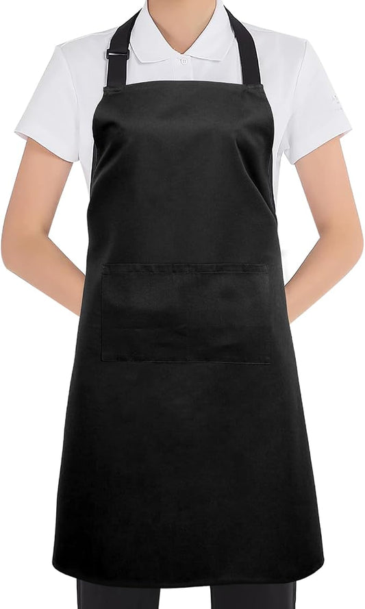 Bib Apron,Unisex Black Aprons Adjustable Washable,with 2 Pockets for Kitchen Crafting BBQ Drawing by Mordx