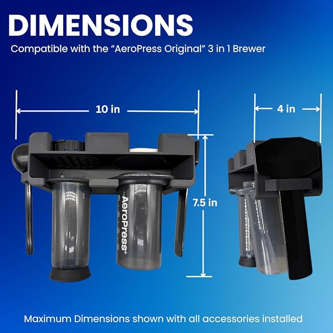 Coffee Station Organizer Wall Mount Compatible with AeroPress Original – Holder for Brewer, Filters & Accessories – Cabinet Door Storage Rack (Black)
