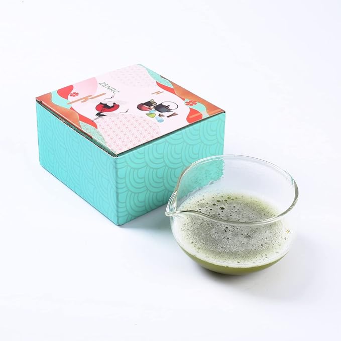 Textured Glass Matcha Bowl With Pouring Spout - Handmade Japanese Style Matcha Green Tea Ceremony Chawan 400ml 13.5 oz Big Glass Salad Porridge Juice Bowl Cup