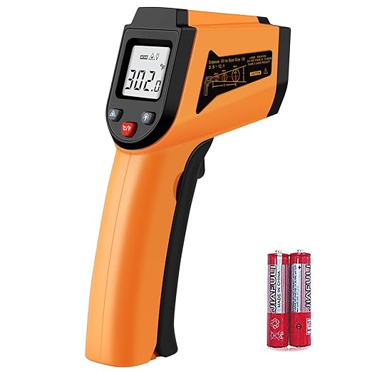 Laser Infrared Thermometer Non-Contact Digital Temperature Gun，-50°C to 400°C(-58°F to 752°F) IR Thermometer for Industrial,Kitchen Cooking,Ovens (Orange)