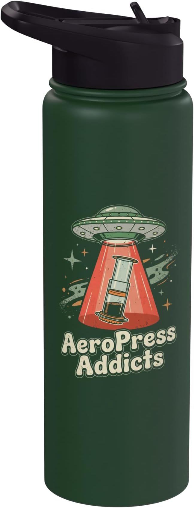 UFO AeroPress Funny Coffee Shirts Sci-Fi AeroPress Brewing Stainless Steel Insulated Water Bottle