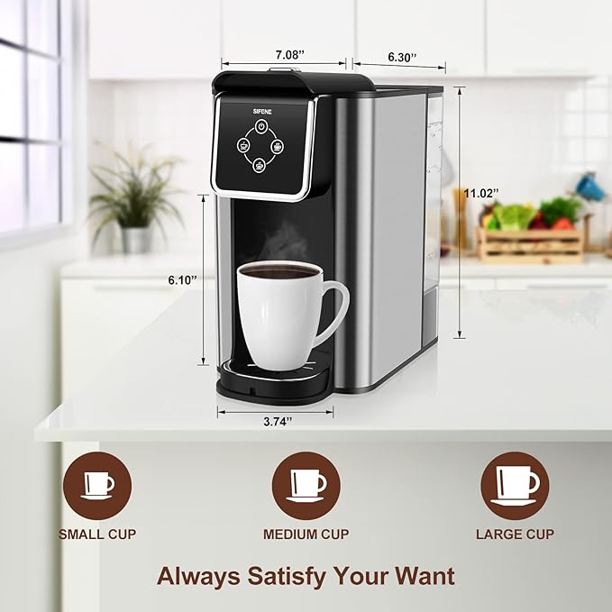 SIFENE 3-in-1 Pod Coffee Machine KC101 - Single Serve Coffee Maker - Quick Brew for Pods, Ground Coffee, Tea, Black