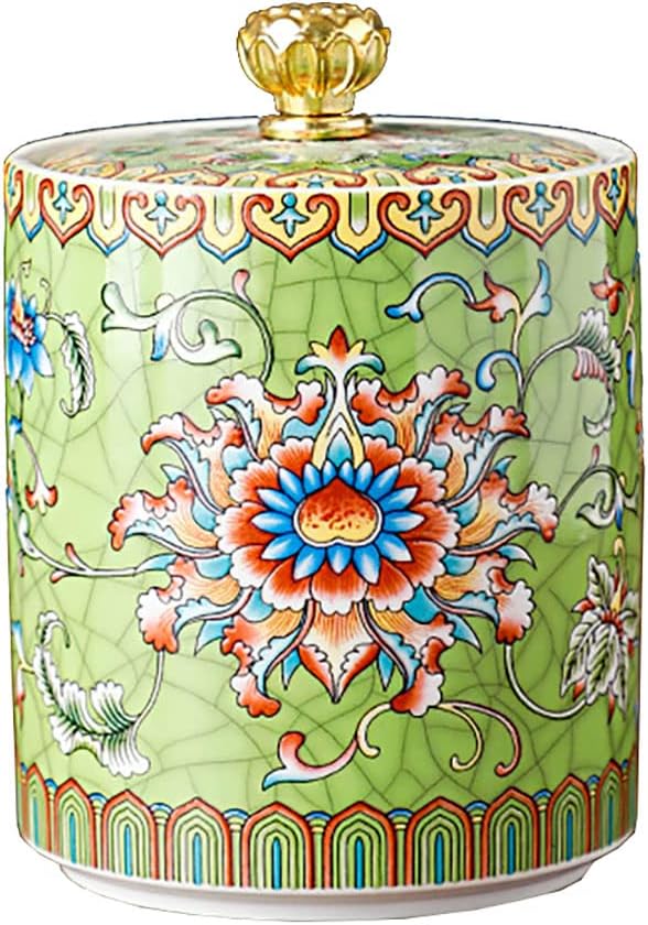 Enamel Ceramic Tea Caddy Tea Canister Tea Storage Container Tins Jar with Airtight Lid Water-proof Tank for Tea, Coffee, Herb, Sugar, Spice, Nuts