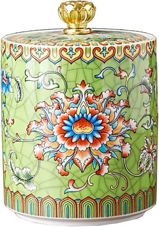 Enamel Ceramic Tea Caddy Tea Canister Tea Storage Container Tins Jar with Airtight Lid Water-proof Tank for Tea, Coffee, Herb, Sugar, Spice, Nuts