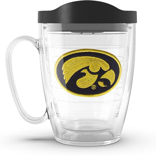 Tervis Made in USA Double Walled University of Iowa UI Hawkeyes Insulated Tumbler Cup Keeps Drinks Cold & Hot, 10oz Wavy - No Lid, Primary Logo