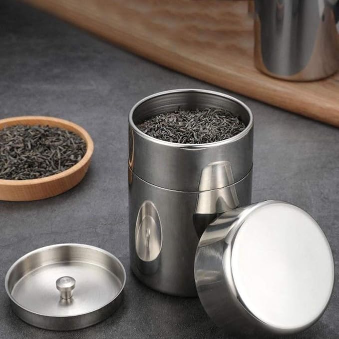 Agatige Tea Tin for Loose Tea, Stainless Steel Coffee Storage Container Kitchen Canisters 400ml 13oz/550ml 18oz(L)
