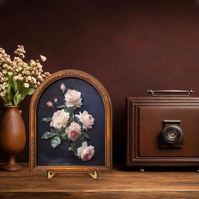 Vintage Rose Flower Wall Art Sign for Bedroom Decor, Antique Botanical Wall Decor, 8x10 Inch