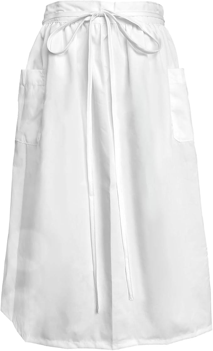 White Maid Apron for Women Cotton Waist Half Maid Costume Victorian Retro Ruffled Kitchen Cute Vintage Party Cosplay by Cityelf